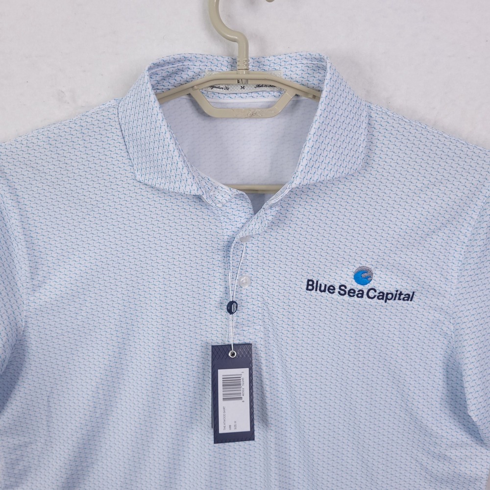 Holderness & Bourne Atwood Polo Mens Medium Blue White Golf Performance Shirt